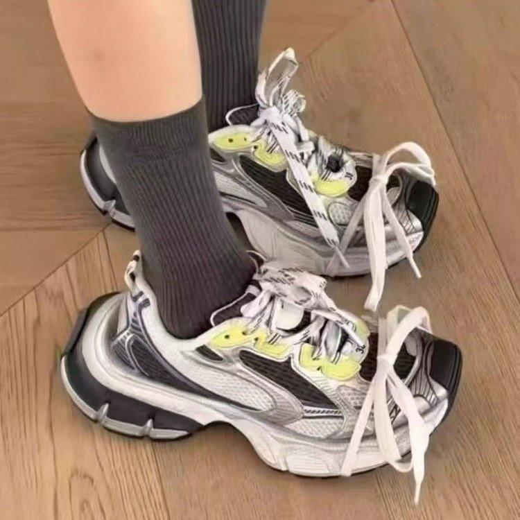 Европейская станция Кожаные папины кроссовки Повседневные спортивные 2025 Новая мода Сетчатые дышащие Платформа Повседневные спортивные кроссовки