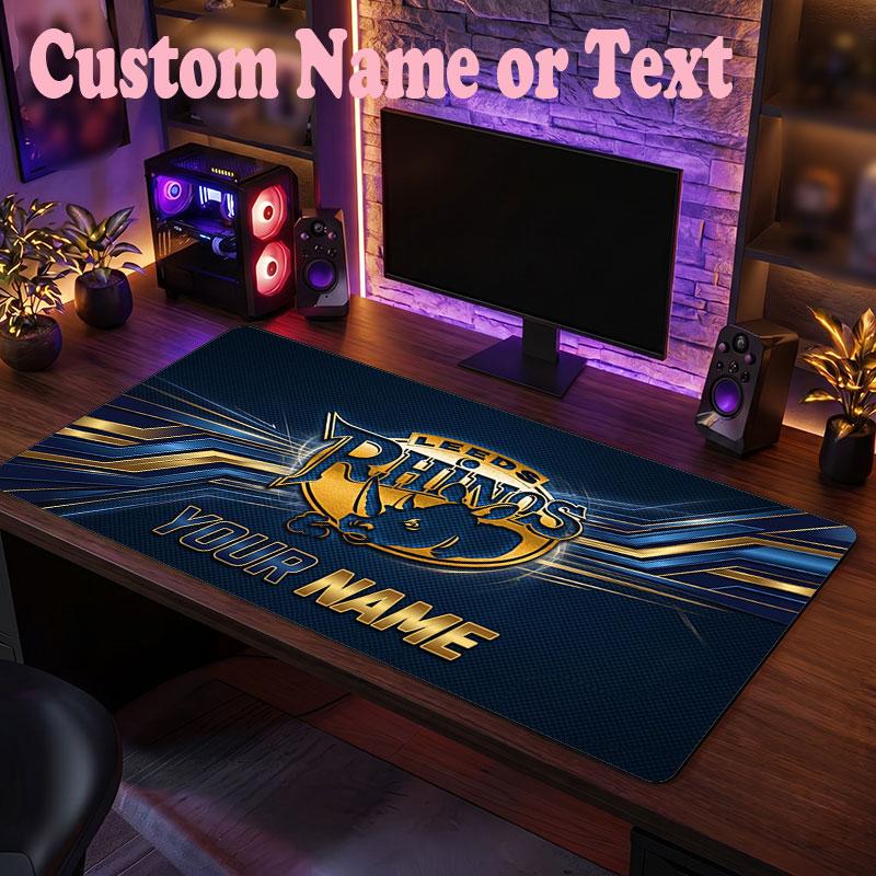Leeds Rhinos Customized Name Text Mouse Pad, Large Desk Mouse Mat Personalized Home Office Present