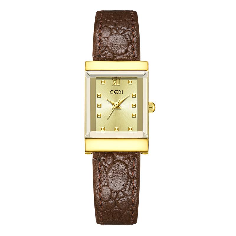 Retro Square Plate Women'S Watch Niche Pebble Pattern Strap Women'S Premium Waterproof Quartz Watch