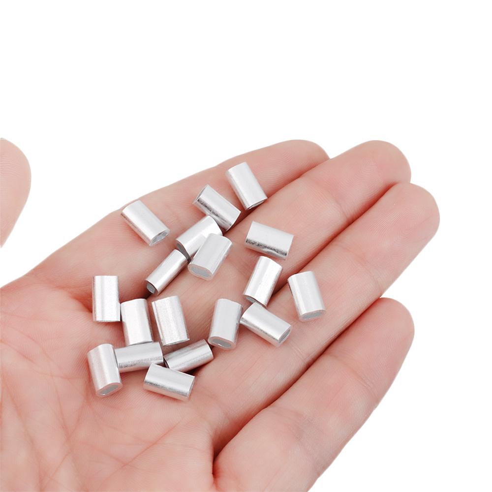 Oval 1.0-2.0mm Line Crimping Sleeves Double Aluminum Tube Fishing Wire Tube Wire Crimp Connector