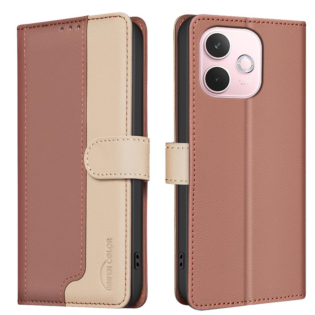 BINFEN COLOR BF33 For Oppo A5 Pro 5G Leather Case Splicing Color RFID Blocking Wallet Stand Phone Cover