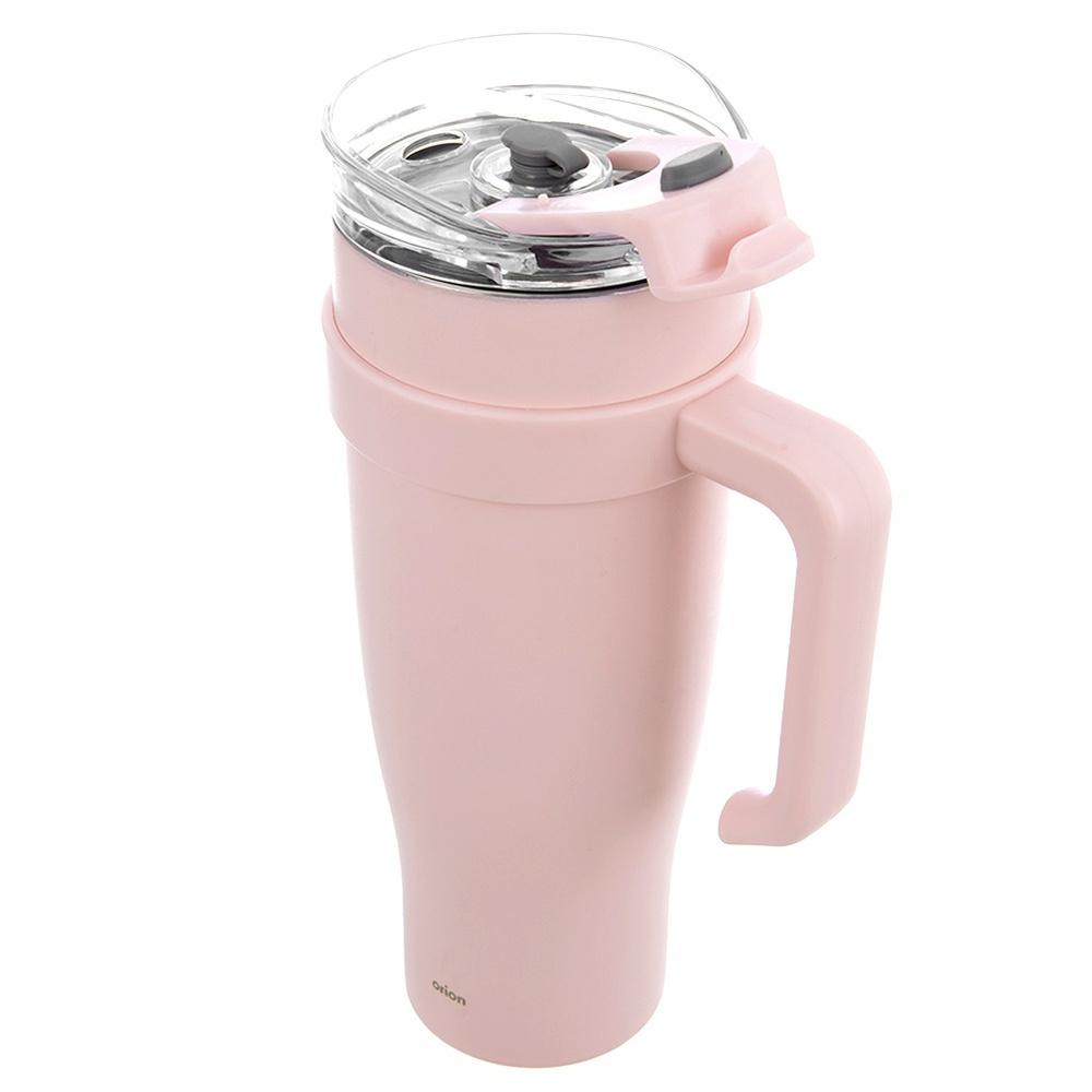 Thermo mug, steel, pink, with handle, TERMO, 1.2 l
