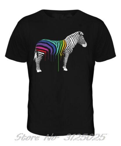 Rainbow Painted Zebra Mens Fashion Print T-shirt Top Graffiti Gay Pride Lgbt Cool Casual Pride T Shirt Men Unisex tees