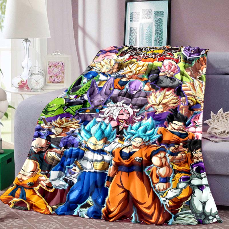 Dragon Ball Anime Print Blanket Warm Comfortable Flannel Blanket for Bedrooms, Sofas, Beds, Chairs, Picnics, Travel-LXR10