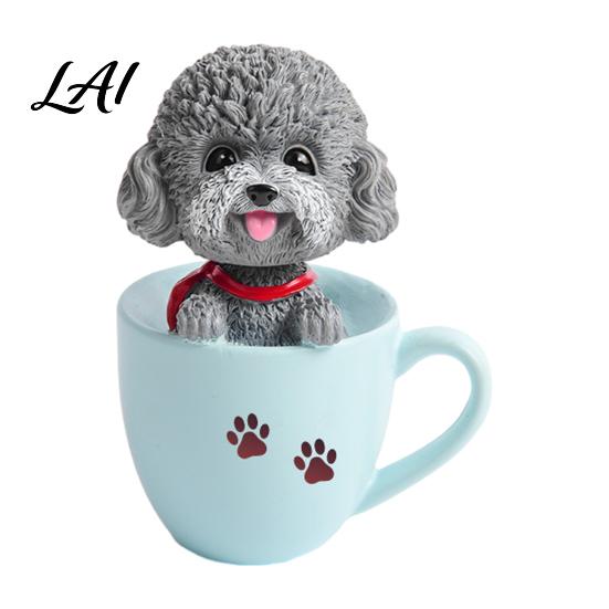 Car Aromatherapy Air Freshener Cup Shaking Head Dog Ornament Resin Teddy Schnauzer Dashboard Cute Puppy Interior Decor Decor Heat Resistant
