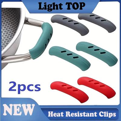 2 шт., силиконовая крышка для ручки кастрюли, теплоизоляционная, против ожогов, зажим для сковороды, крышка для ручки, кухонная кастрюля для супа, фиксированный зажим, силиконовый зажим для приготовления пищи