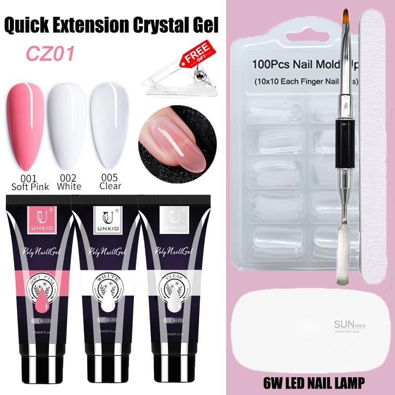 8 шт., набор полигелей для ногтей с УФ-лампой, прозрачный розовый УФ-светодиодный набор для быстрого наращивания ногтей с твердым желе, набор для наращивания ногтей, маникюрный инструмент «сделай сам»