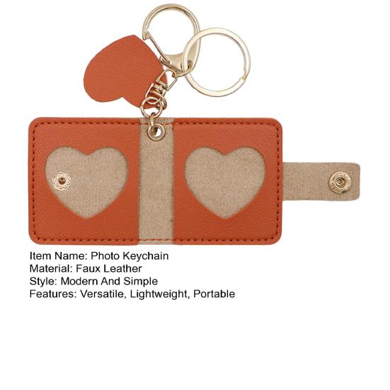 Family Photo Keychain Mini Album Faux Leather Personalized Picture Holder Retro Style Card Holder Key Ring