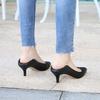 Модные удобные женские туфли из Пу кожи с острым носом и небольшом тонком каблуке