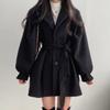 Korean Version of Chic Autumn and Winter Loose Style Coat Women's Woolen Suit Collar Mid-length Woolen Coat Women