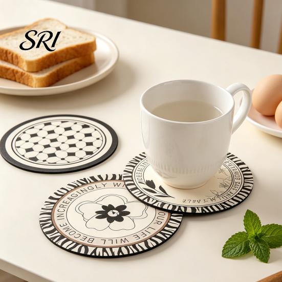 Heat Resistant Coasters Retro Diatomite Coaster Heat-Resistant Placemat Quick-Dry Absorbent Mat for Zebra Pattern Cups Mugs Bowls Non-Slip Reusable