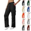 Женские модные универсальные однотонные спортивные штаны прямого кроя с широкими штанинами и боковыми карманами