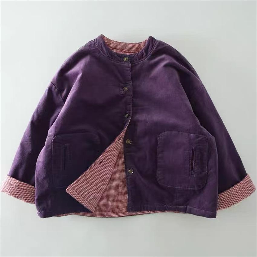 Johnature Зимняя ретро вельветовая куртка двусторонняя теплая женская свободная хлопковая повседневная лоскутная куртка