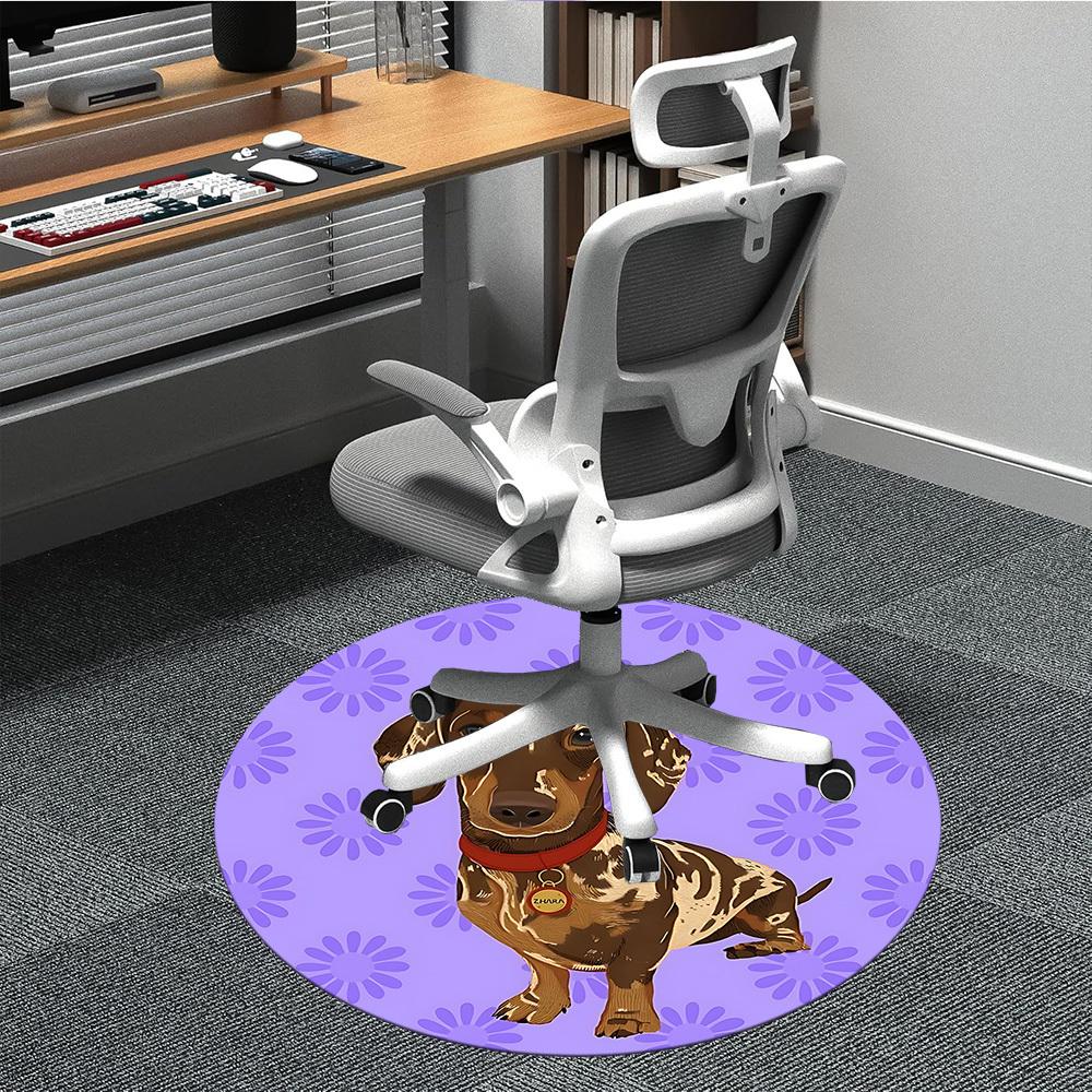 1pc Dachshund Office Round Rug, Non-slip, Soft and Durable Office Rug for Interior Decoration, Perfect for Office, Beautiful Decoration yy260324094