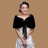 Faux Fur Rabbit Fur Bow Scarves Pearl Bride Shoulder Fake Collar Plush Bowknot Shawl  Ladies/Girls