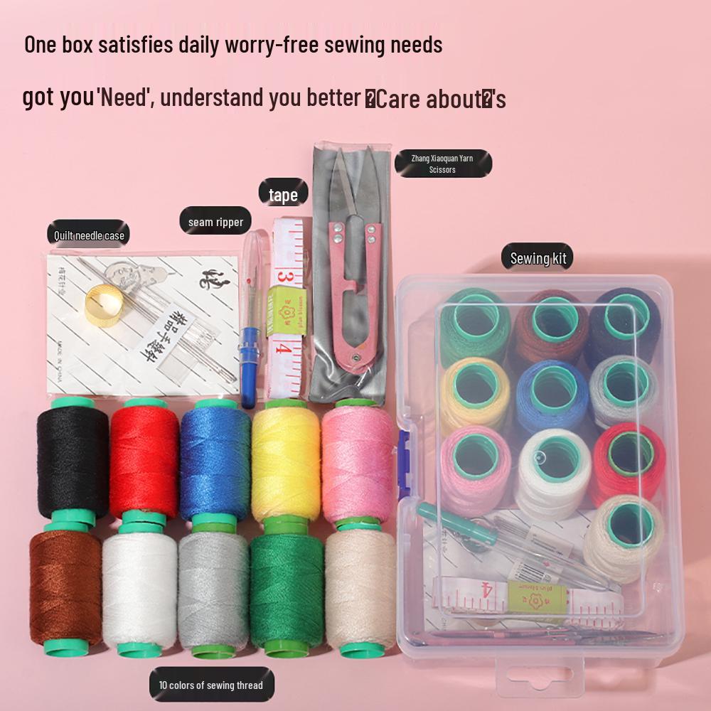 High-Quality Solid Wood Sewing Box: Complete Needle & Thread Set for Home, Weddings, Dorms