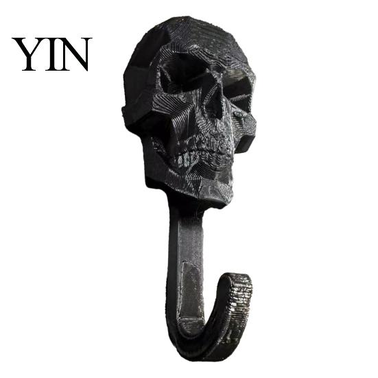 Sturdy PLA Skull Hanger Wall Hook, 3D Printed Gothic Decorative Adhesive Key Heavy Duty Hook Holder, Mounted Storage Organizer for Home Bedroom