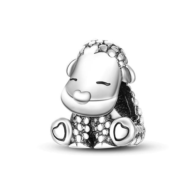 925 Silver Lovely Pets Dog Cat Animals Owl Rabbit Lion Charms Beads Pendants Bracelet Jewelry Gift