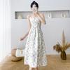 Летнее кружевное длинное платье с подтяжками, женское модное платье без рукавов с цветочным принтом