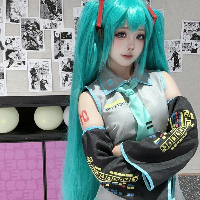 Аниме Персонаж Сценическая Одежда Hatsune Miku MIKU Аниме Одежда Косплей Одежда Юбка JK Такой же Костюм Аксессуары для Парика Хэллоуин
