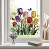 Self-adhesive Tulip Glass Stickers Waterproof Tulip Butterfly Wallpaper Tulip Window Decals  Doors