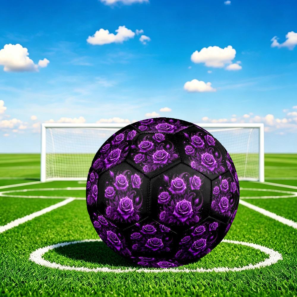 1pc Purple Rose Fantasy Size 5 Soccer Ball Professional Match Training Football Indoor &Outdoor Sports Ball Lightweight Durable m6558