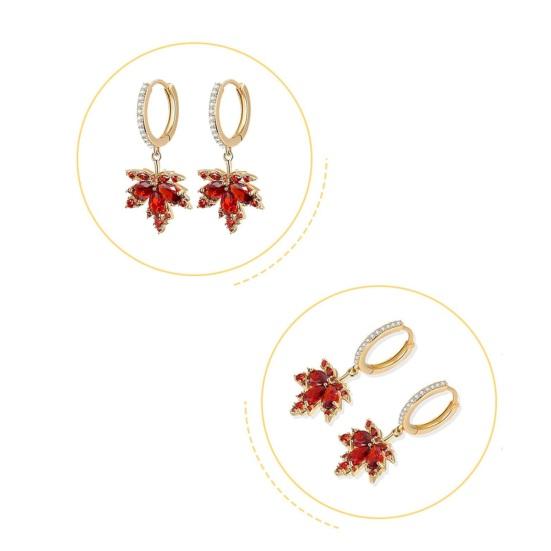 1 пара женских сережек-хаги со стразами, серьги-подвески в форме клена для выпускного вечера