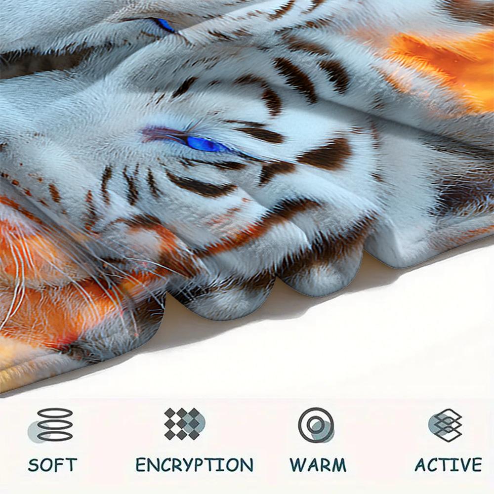 Фланелевое одеяло с принтом белого тигра, Высококачественное, Удобное для всех сезонов, Декор для дома, Тепло и уют, Идеально для рождественских подарков