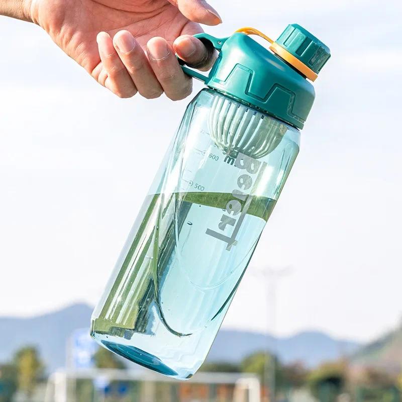 1pc Durable 1 Liter Sports Bottle, Shatterproof & Easy Clean Wide Mouth, for Running Camping Fitness, BPA Free Plastic