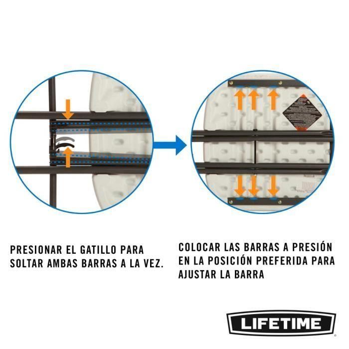 Стол гибкий, поливалентный, ультра устойчивый к жизни - LIFETIME - 66x46x61 / 66/71 см - Rectangulaire - Белый
