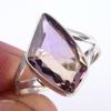 Кольцо из чистого серебра 925 пробы с натуральным розовым аметистом ручной работы S.8 B6Y15