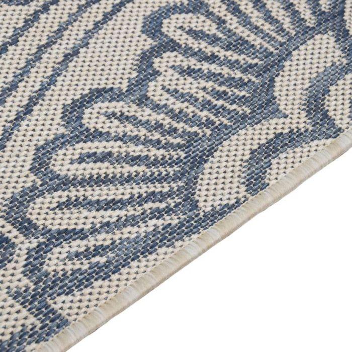 VidaXL Tapis à tissage plat d'extérieur 120x170 cm Motif bleu
