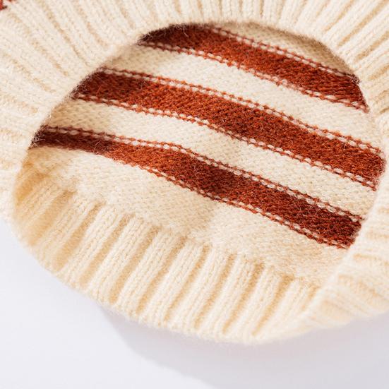 Dogs Striped Sweater Cute Bear Pattern Knitted Pullover Stretchy Warm Winter Puppy Clothes for Small Dogs Cats French Bulldog Chihuahua