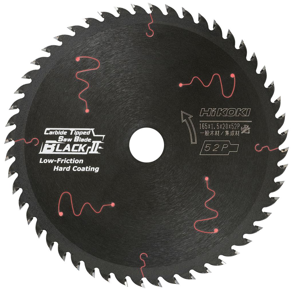 HiKOKI Black II Tip Saw 165mm 52 for Circular Saws and Circular Pack of 12 Blade, Diameter, Blades, Dust-Collecting Saws, (Product Code 0023-0585)