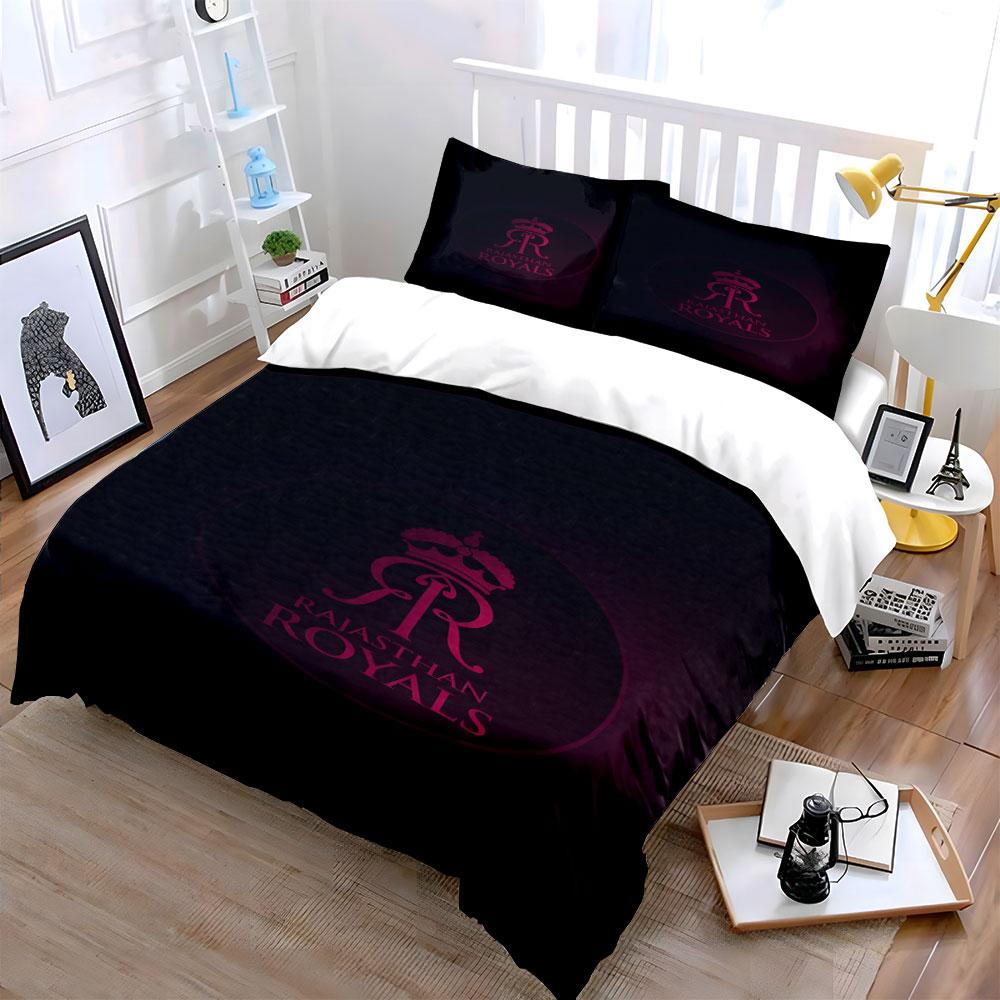 Rajasthan Royals Logo Design Bedding Print Bedding Set Duvet Cover Pillowcases (1* Duvet Cover 2* Pillowcases Do Not Include Comforter)