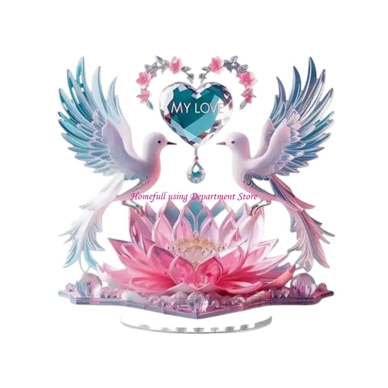 Акриловая ветка с цветами, статуэтки птиц, центральные элементы для стола, фигурки животных, скульптуры, настольное украшение, домашний декор