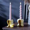Banana-Shaped Candle Holder Mold Flexible Silicone Concrete Cement Casting Mold Non-Stick DIY Long Rod Candle Candlestick Mold