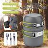 Алюминиевый набор посуды для кемпинга на открытом воздухе на 1/2 человека, складной набор для приготовления пищи, чайник, кастрюля, набор посуды для барбекю, оборудование для путешествий, кемпинга