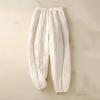 Зимние легкие шерстяные брюки для женщин, свободные и толстые теплые брюки-фонарики с завязками на ногах, женские термобелье с высокой талией