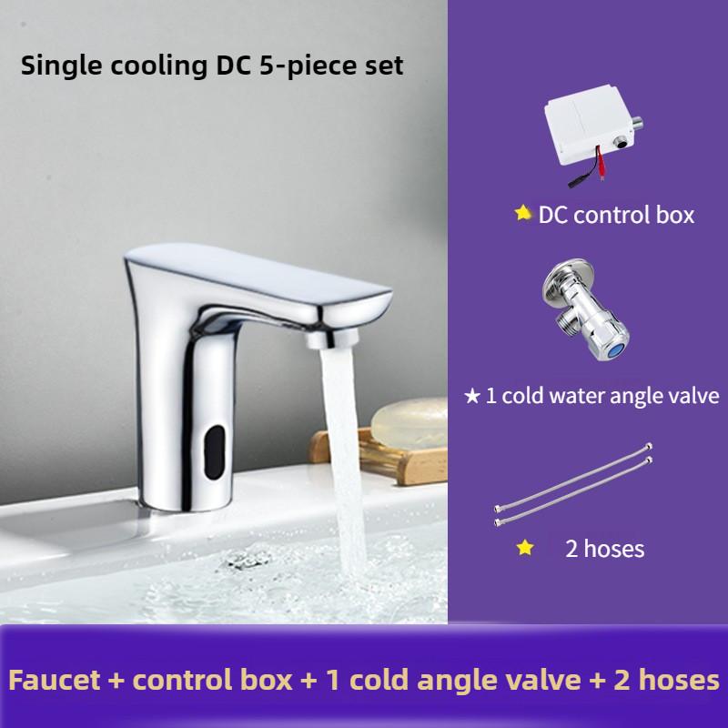 Смеситель для раковины в ванной комнате Полностью медный Интеллектуальный Одинарный С датчиком горячей и холодной воды Автоматический Инфракрасный сенсорный кран