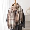 Korean Version Of Simple And Generous Imitation Cashmere Plaid Warm Shawl Scarf Autumn And Winter Classic Fashion Versatile Fringed Scarf Women