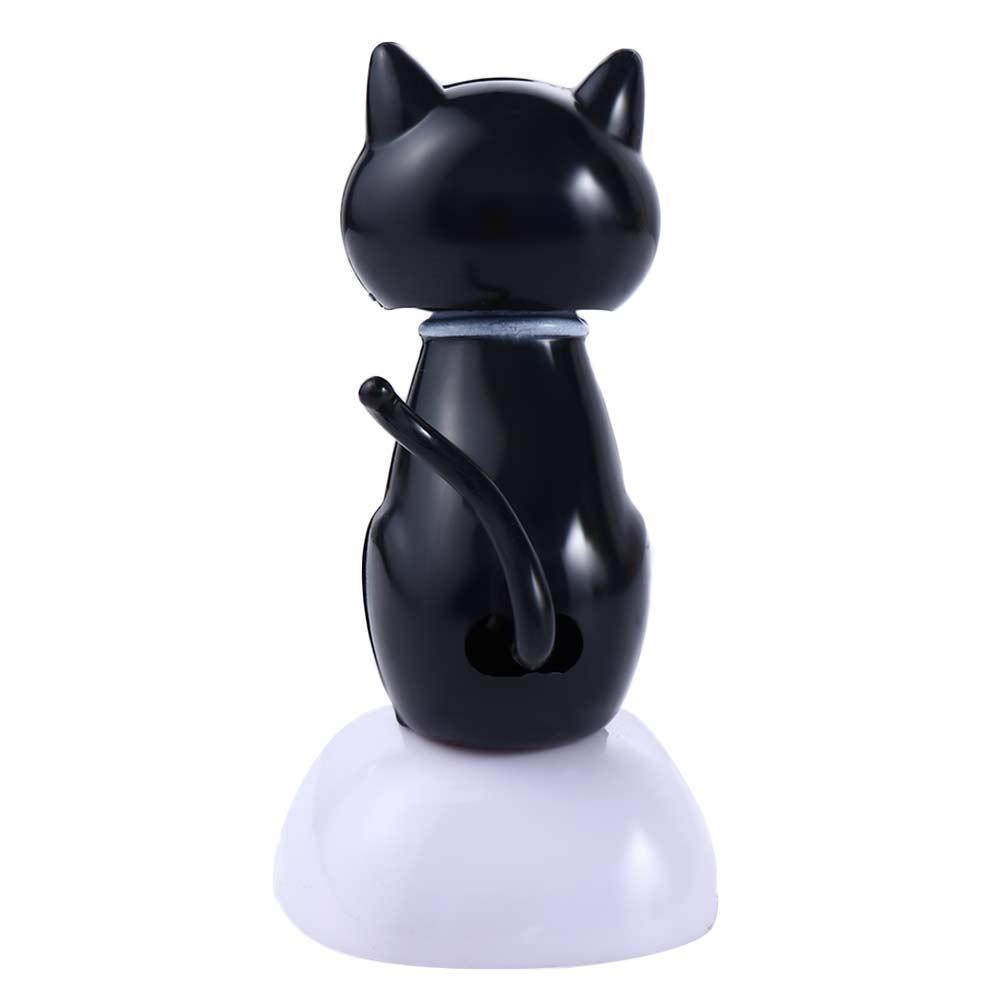 Dashboard Black Ornament Shaking Head Cat Solar Toy Doll Dancing Cat Figure Bobble Head Doll