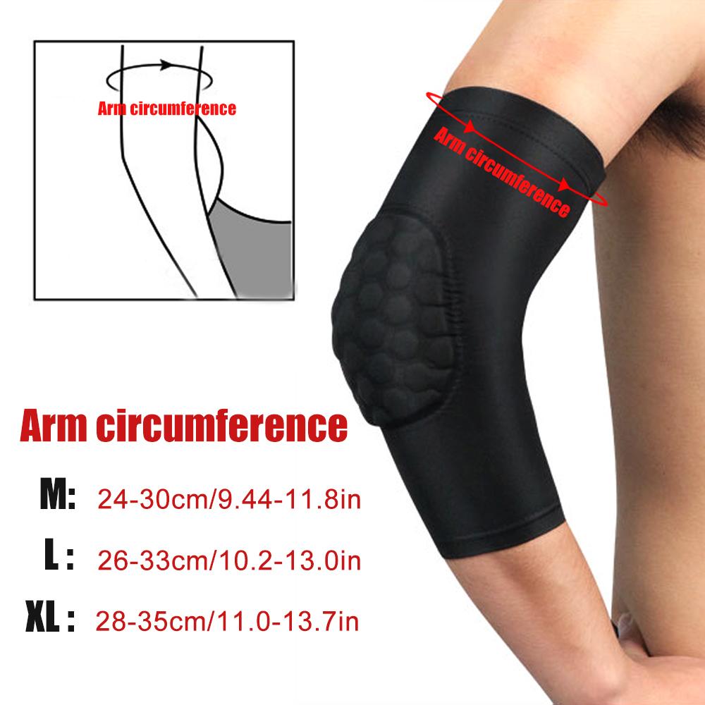 1Pcs Elbow Compression Sleeve Sports Arm Forearm Brace Support Honeycomb Pad Crashproof Basketball Cycling Arm Guard Sleeve