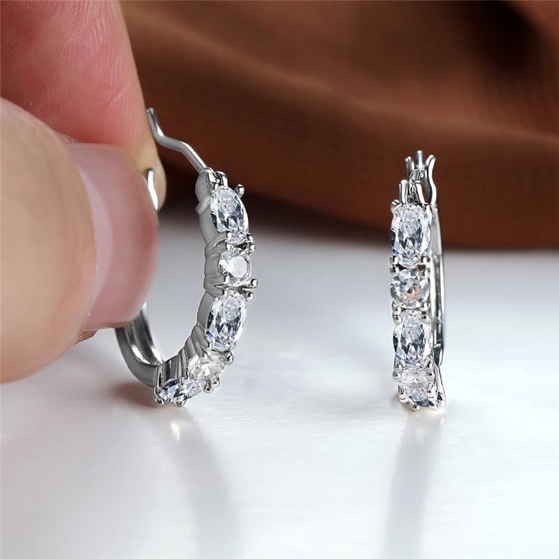 Овальные королевские синие красные розовые фиолетовые зеленые круглые серьги-кольца для женщин с белым цирконием маленькие свадебные украшения