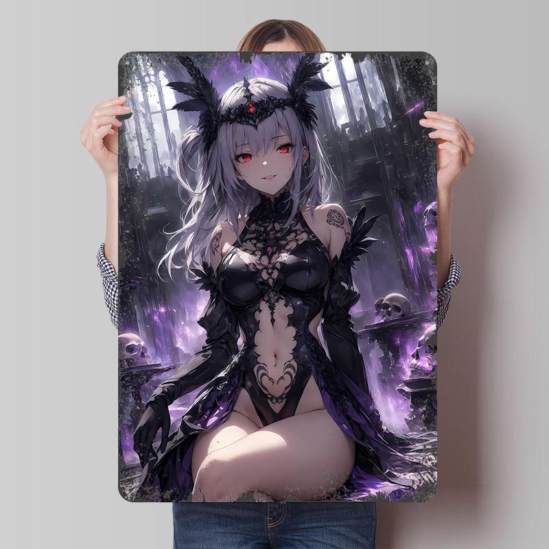 Anime Gothic Queen Tin Plaque Poster Customized Wall Art Retro Vintage Metal Signs for Man Cave Luxury Home Decor Items Room Men