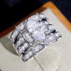 Huitan Newly Designed Marquise Cubic Zirconia Set Rings for Women High-quality  Color 3Pcs Match Rings  Trendy Jewelry