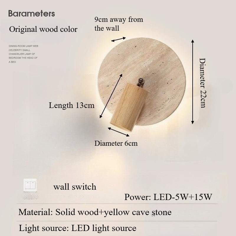 Japanese retro bedside LED wall light natural yellow cave stone wall light with cable switch home bedroom atmosphere lighting