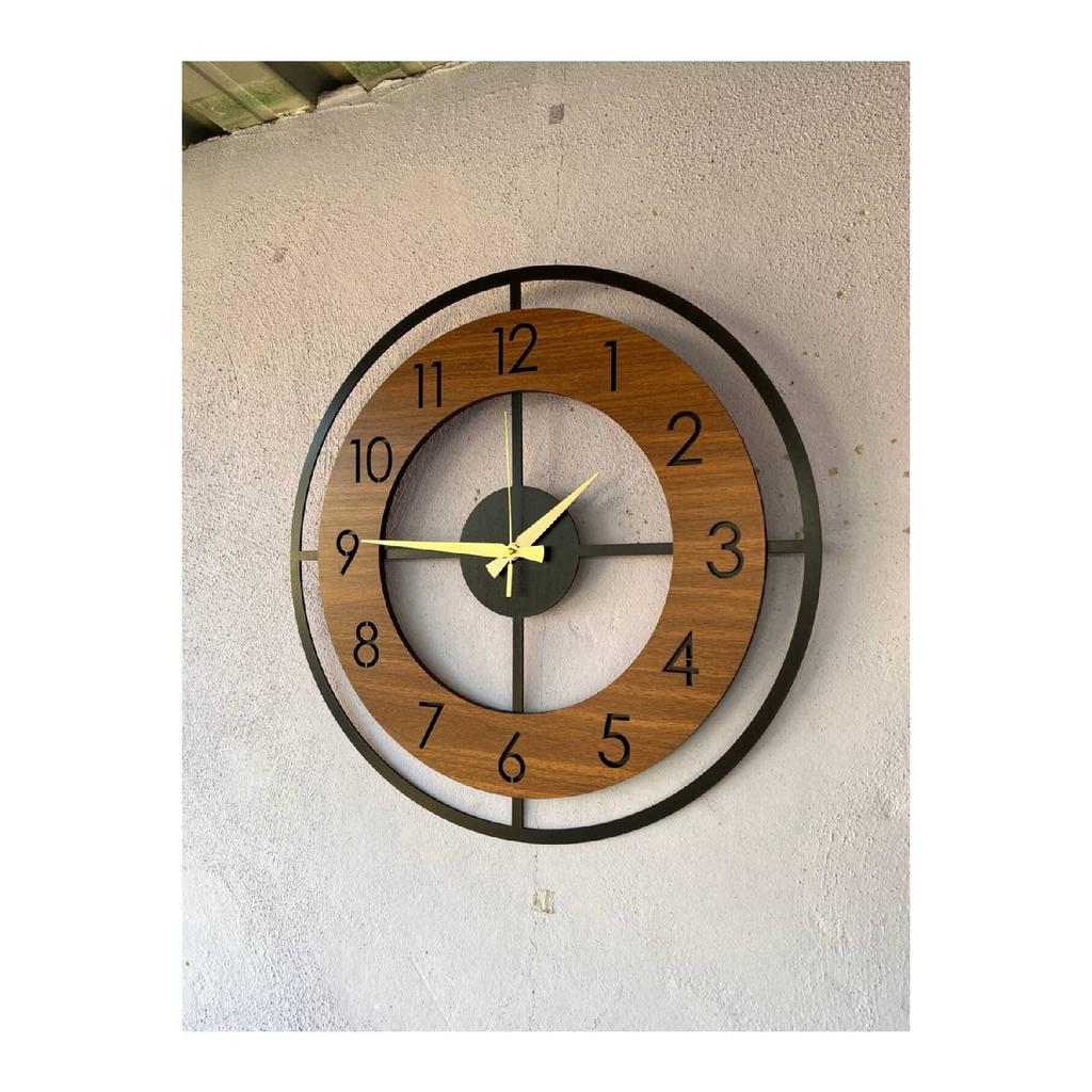 Деревянные настенные часы из черного ореха с цветным узором, подарочные, бесшумные, 50 см