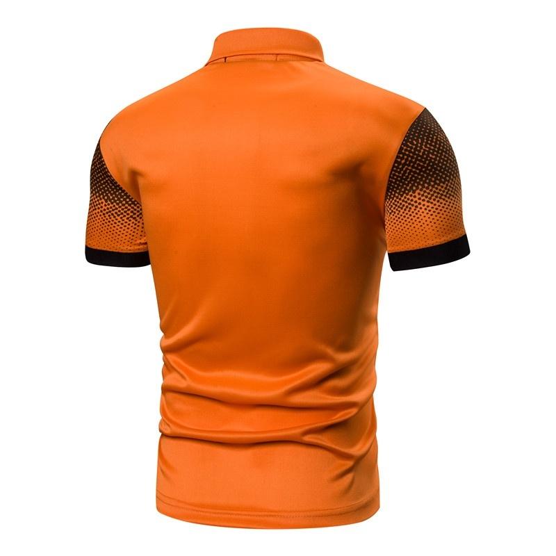 Летняя мужская новая деловая повседневная рубашка-поло из полиэстера с коротким рукавом, мужская облегающая спортивная футболка из джерси для гольфа.