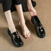 Patent Leather Loafers Slip-on Single Shoes Leather Women Thick Bottom Non-slip Round Toe England